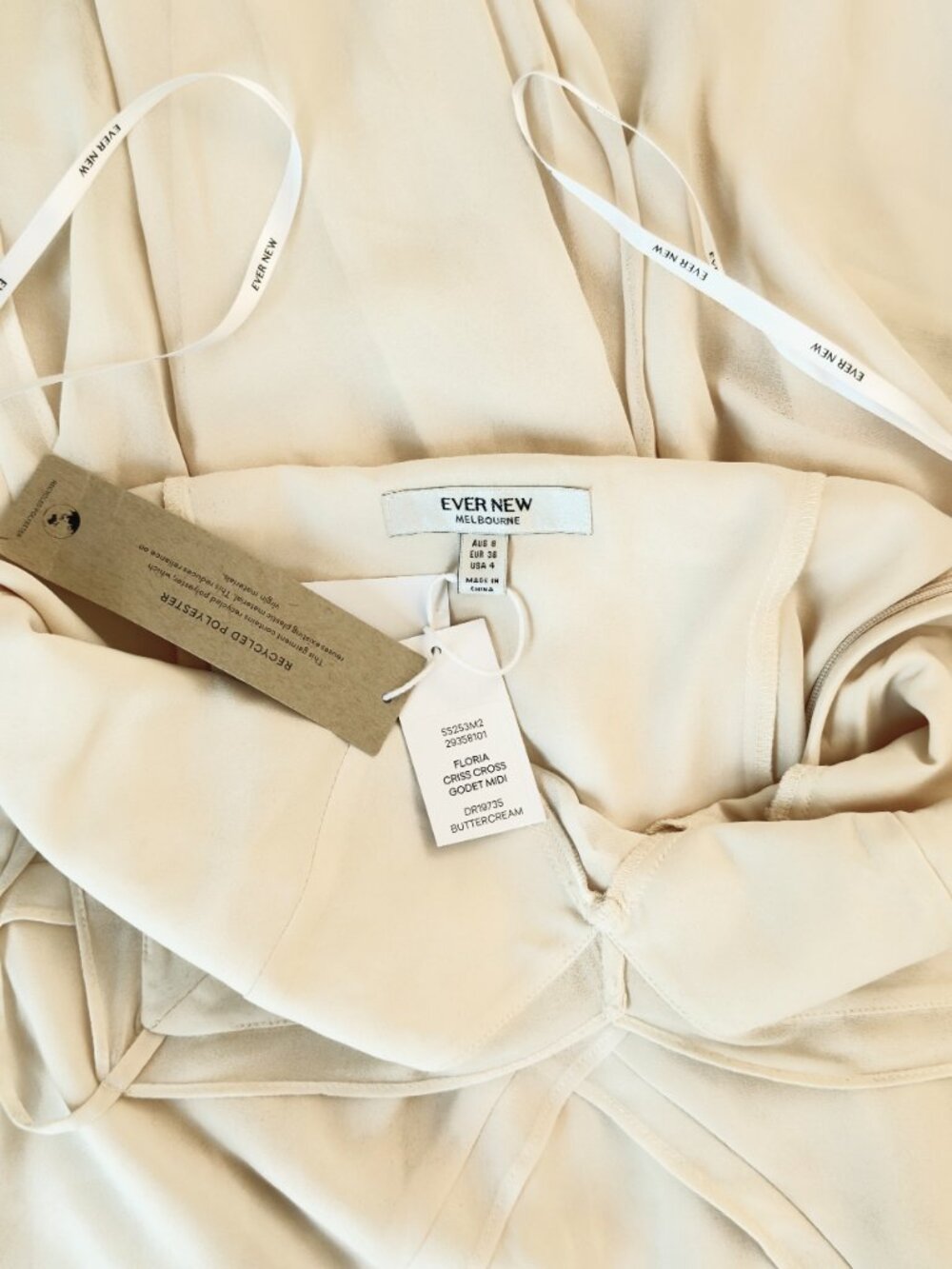 RARE Ever New Melbourne Floria Crisscross Midi Dress Womens 4 Buttercream NWT - Picture 9 of 16